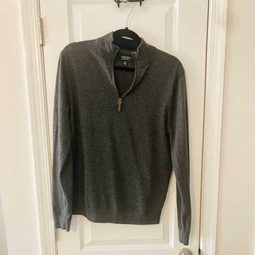 Nordstrom Zip Neck 100% Italian Merino Sweater